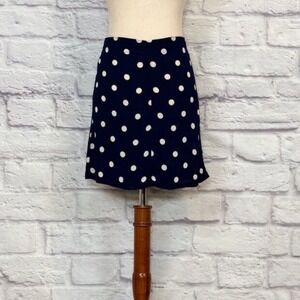 Reformation Navy Blue White Polka Dot Viscose Mini Skirt XS Made in USA